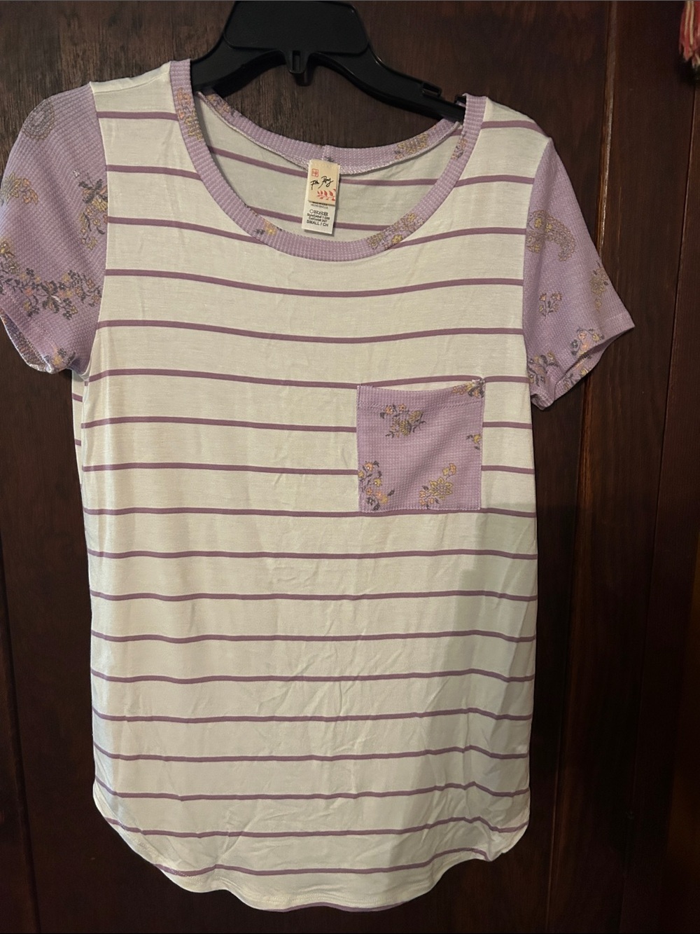Cat & Jack White and Lavender Striped Pocket Tee